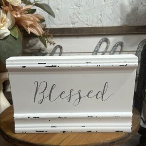 White and Gray 'Blessed' Decorative Block